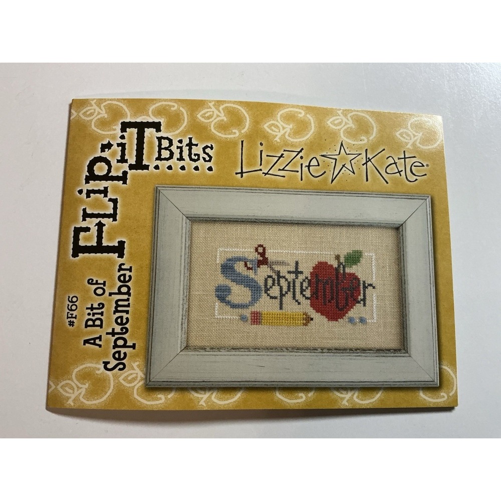 Lizzie Kate Flip It Bits SEPTEMBER Counted X Stitch Pattern Button Charm Thread